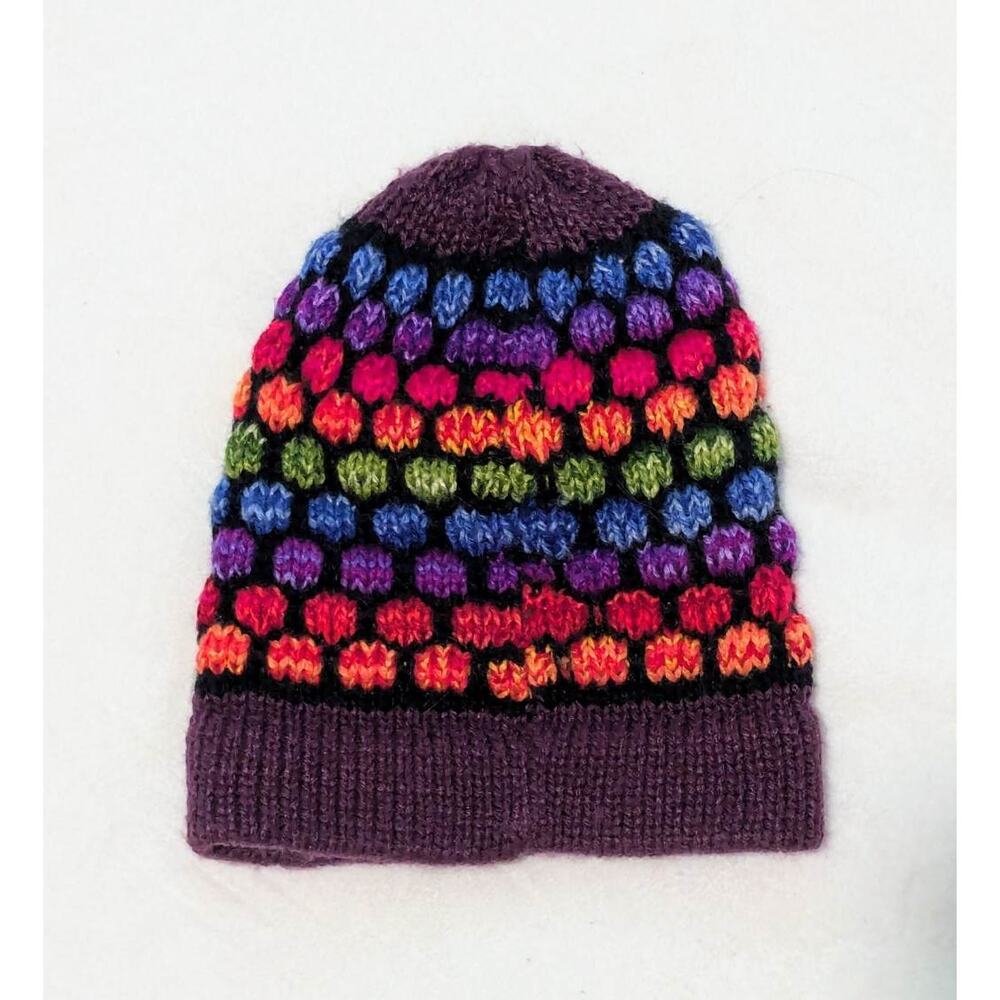 Purple Cuzco Knit Peruvian Beanie Hat - Picture 2 of 2